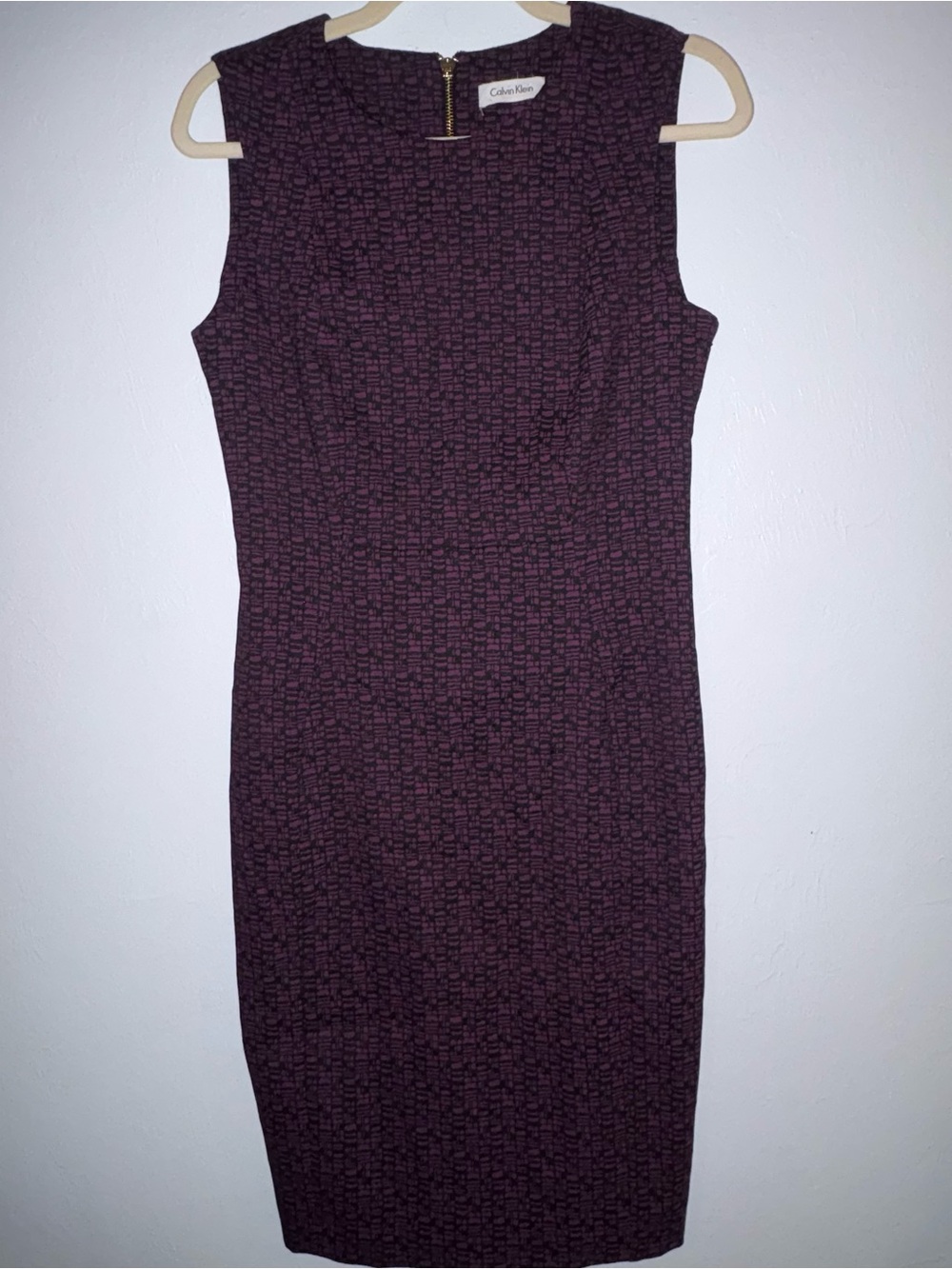 Calvin Klein Plum Patterned Sleeveless Midi Dress